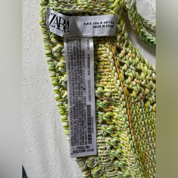 Zara Green Strapped Crochet Halter Crop Festival Top Size S - Picture 5 of 7